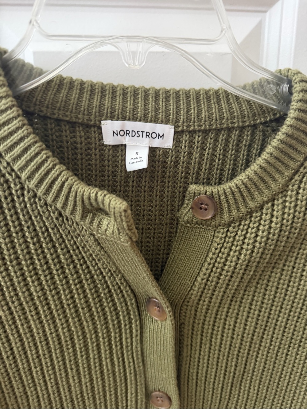 Women’s Nordstrom Knit Cotton and Wool Blend Short Sleeved Cardigan Fisherman - Picture 2 of 6